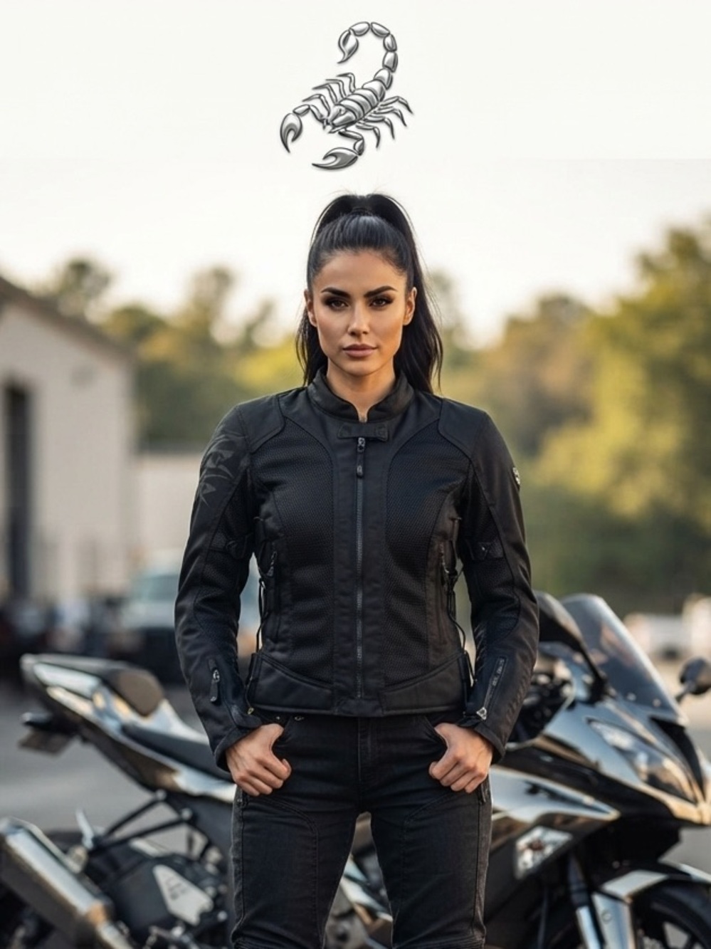 Women's Black EXO Protection Motorcycle Jacket - Get Stung Scorpion